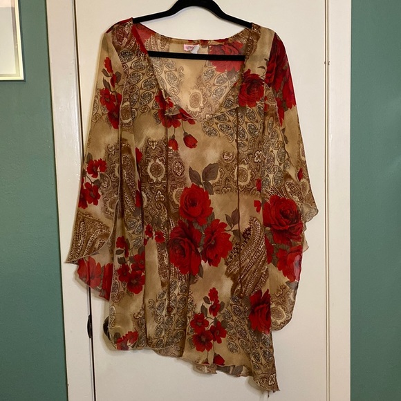 Boho Sheer Tunic Top - Picture 1 of 7